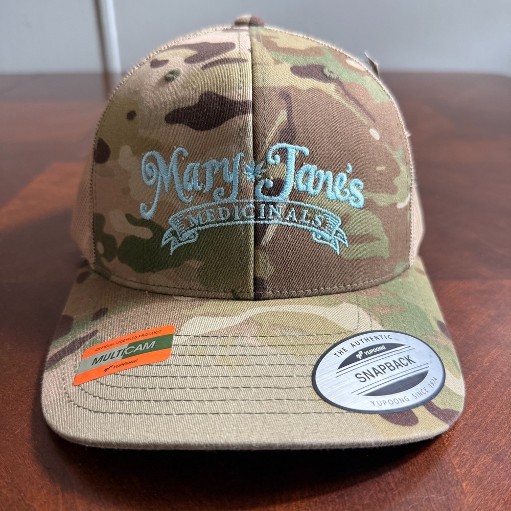 Mary Jane's Medicinals Camo Trucker Hat Snapback Multicam Yupoong Telluride CO‎